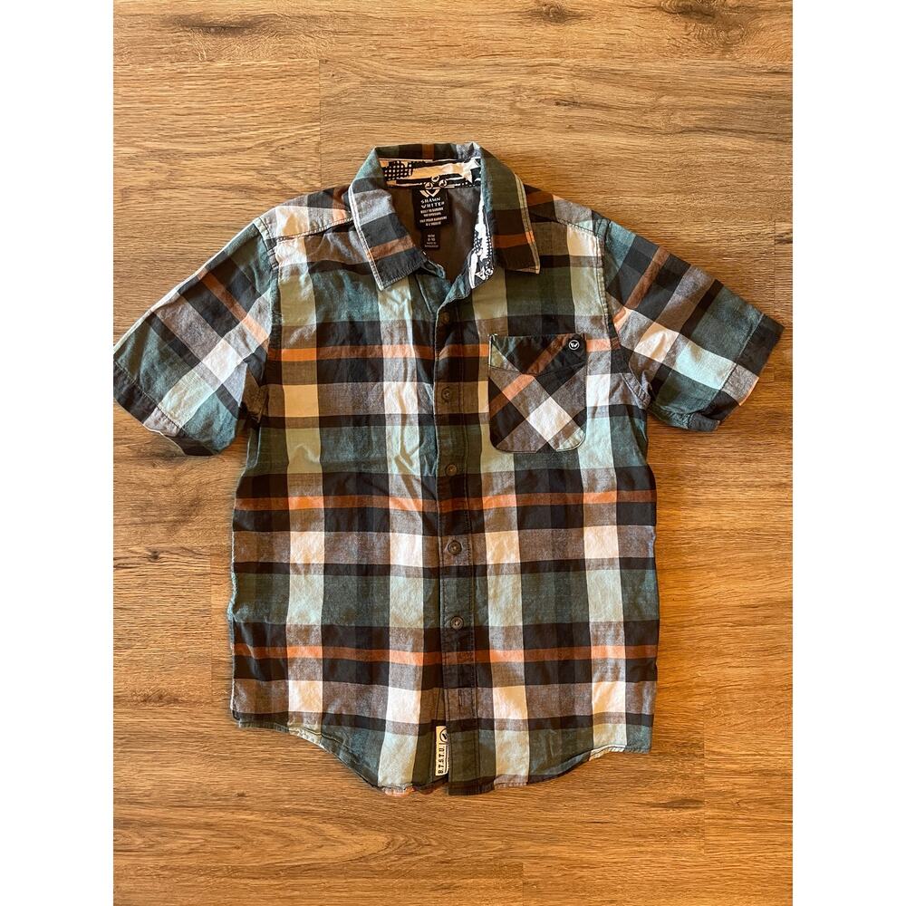 Shaun White Boys Plaid Short Sleeve Button Down Size Medium 8-10